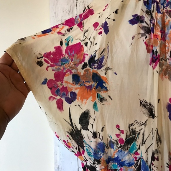 Umgee Women's Kimono Boho Watercolor Pink Floral Open-Front Duster Cardigan | S - Picture 6 of 12